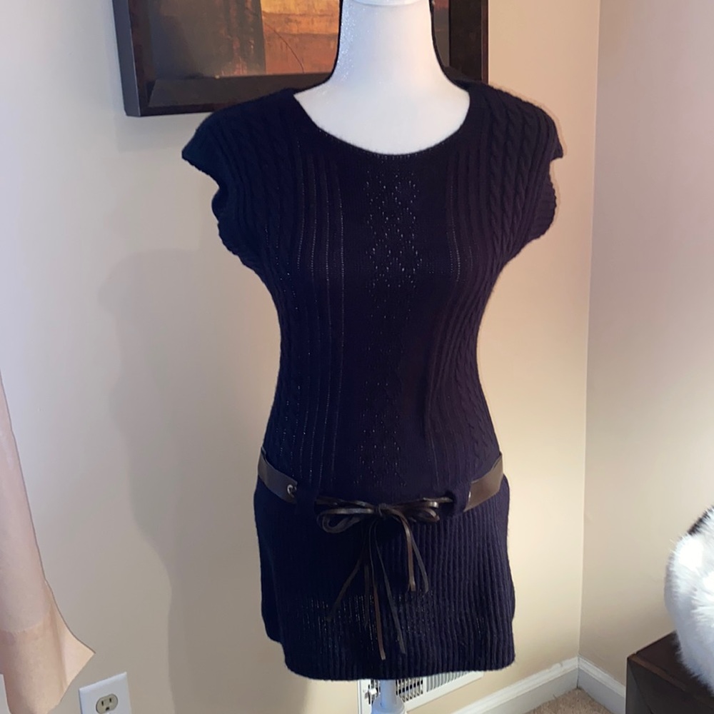Navy sweater with belt